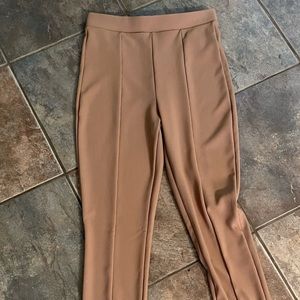 Never worn Zara high wasited knit tan pants with split at ankles